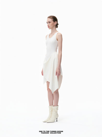 Luxury Irregular Pleated Dress, Draping & Slim Fit, Elegant Original Summer Dress