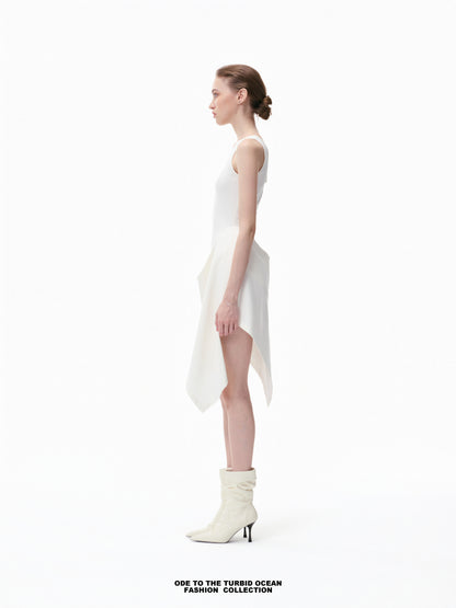 Luxury Irregular Pleated Dress, Draping & Slim Fit, Elegant Original Summer Dress