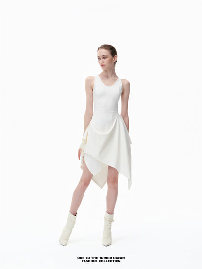 Luxury Irregular Pleated Dress, Draping & Slim Fit, Elegant Original Summer Dress
