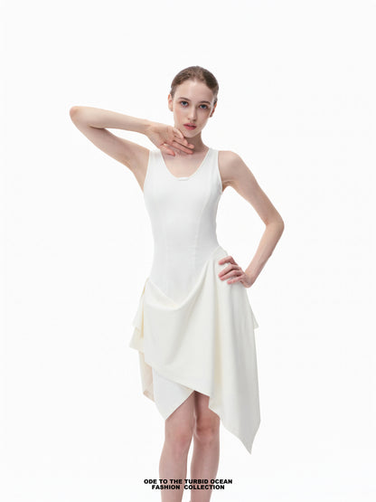 Luxury Irregular Pleated Dress, Draping & Slim Fit, Elegant Original Summer Dress