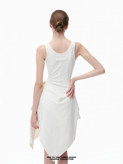 Luxury Irregular Pleated Dress, Draping & Slim Fit, Elegant Original Summer Dress