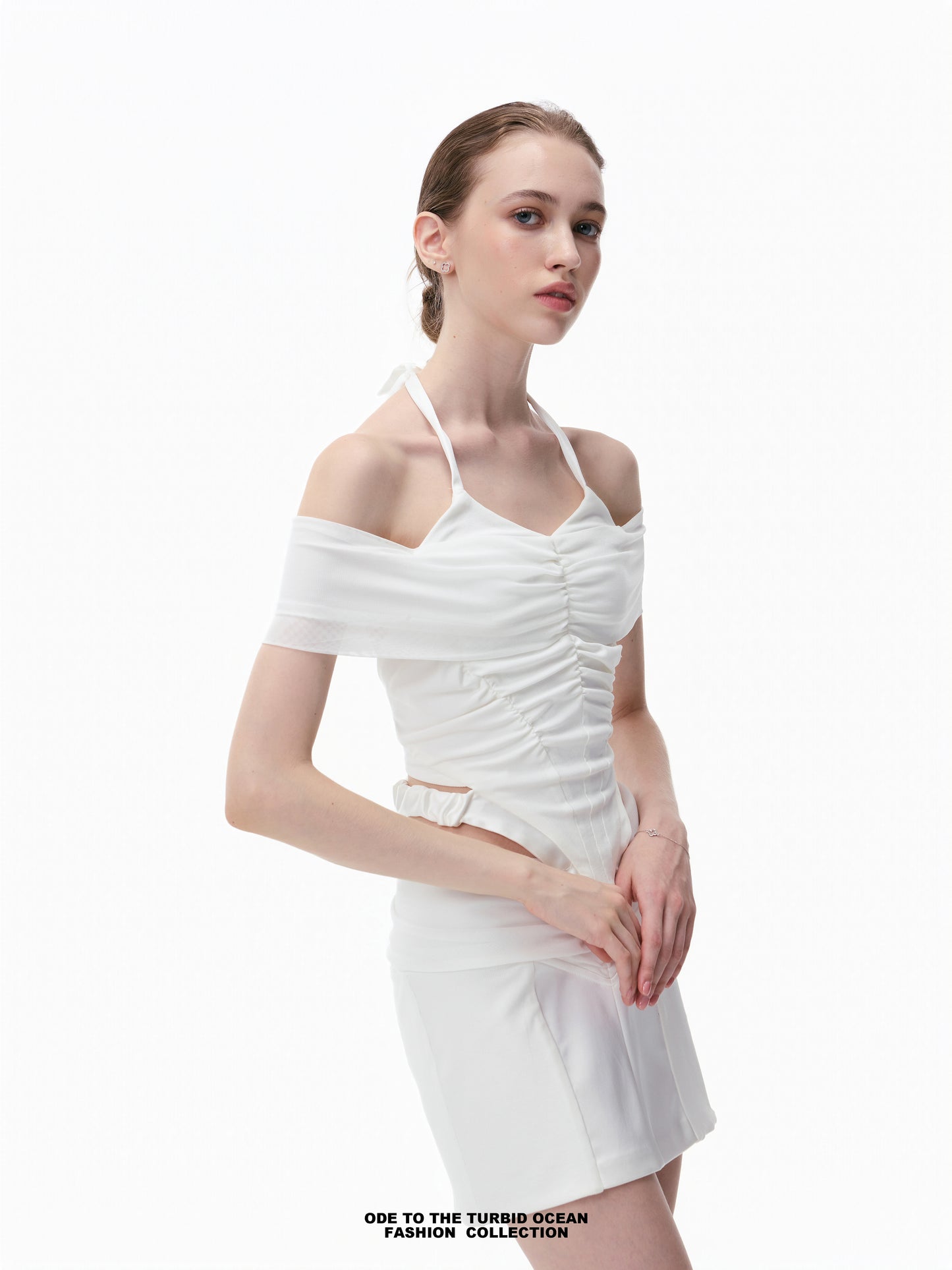 Luxury White Ruched Spliced Cami Summer Top