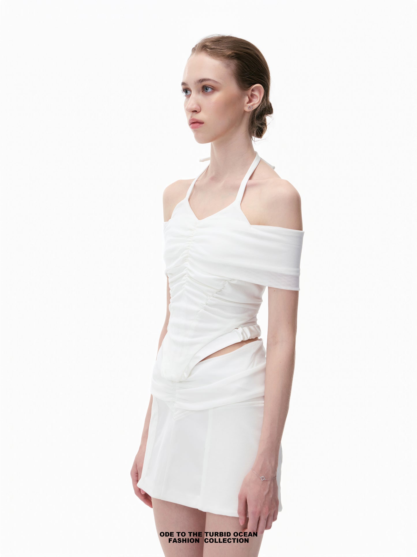 Luxury White Ruched Spliced Cami Summer Top
