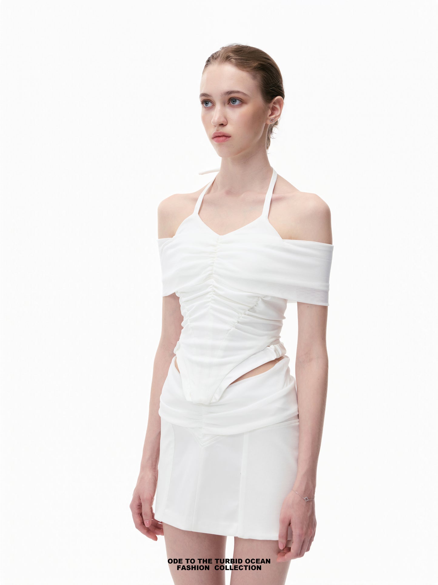 Luxury White Ruched Spliced Cami Summer Top