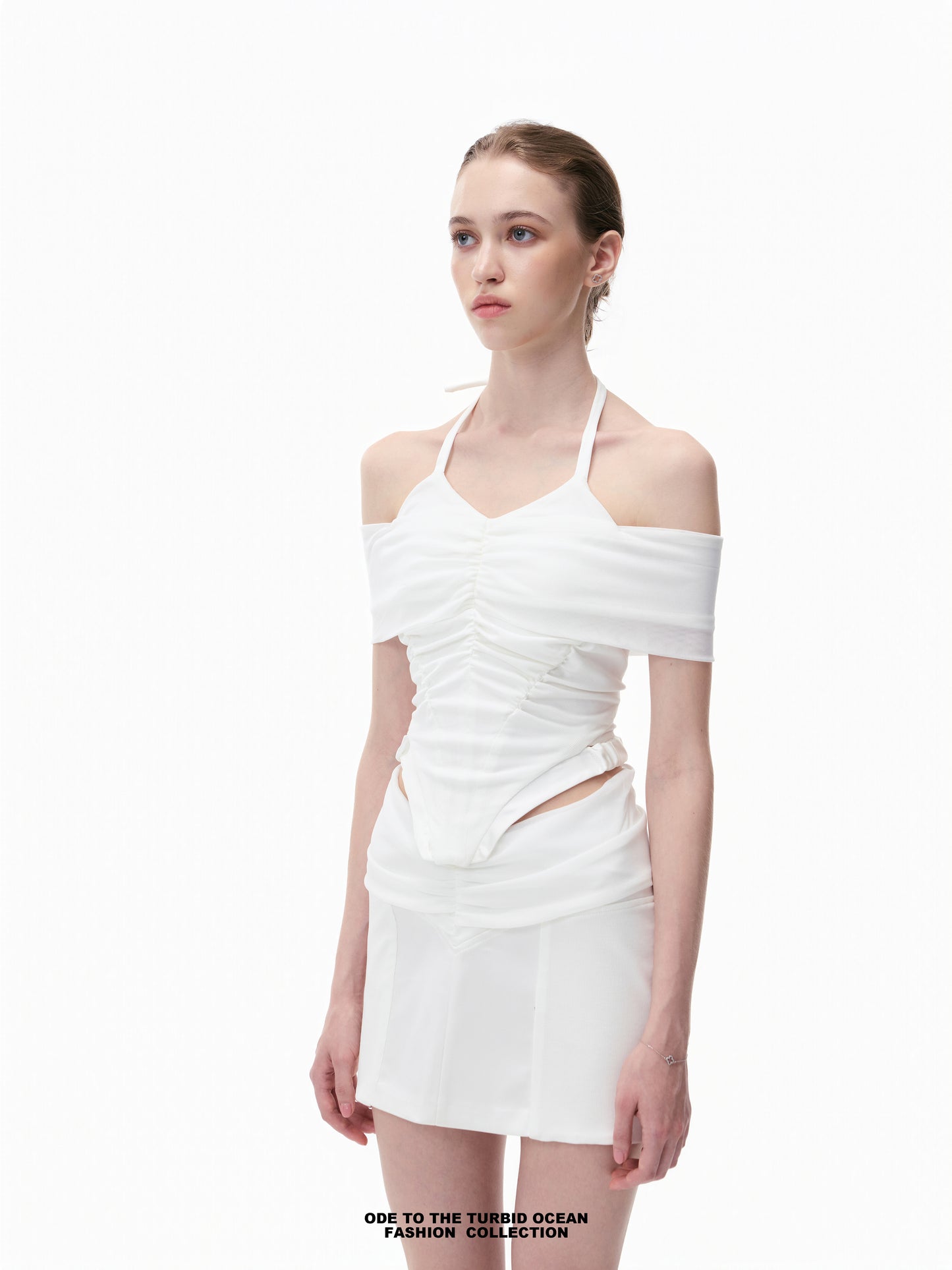 Luxury White Ruched Spliced Cami Summer Top