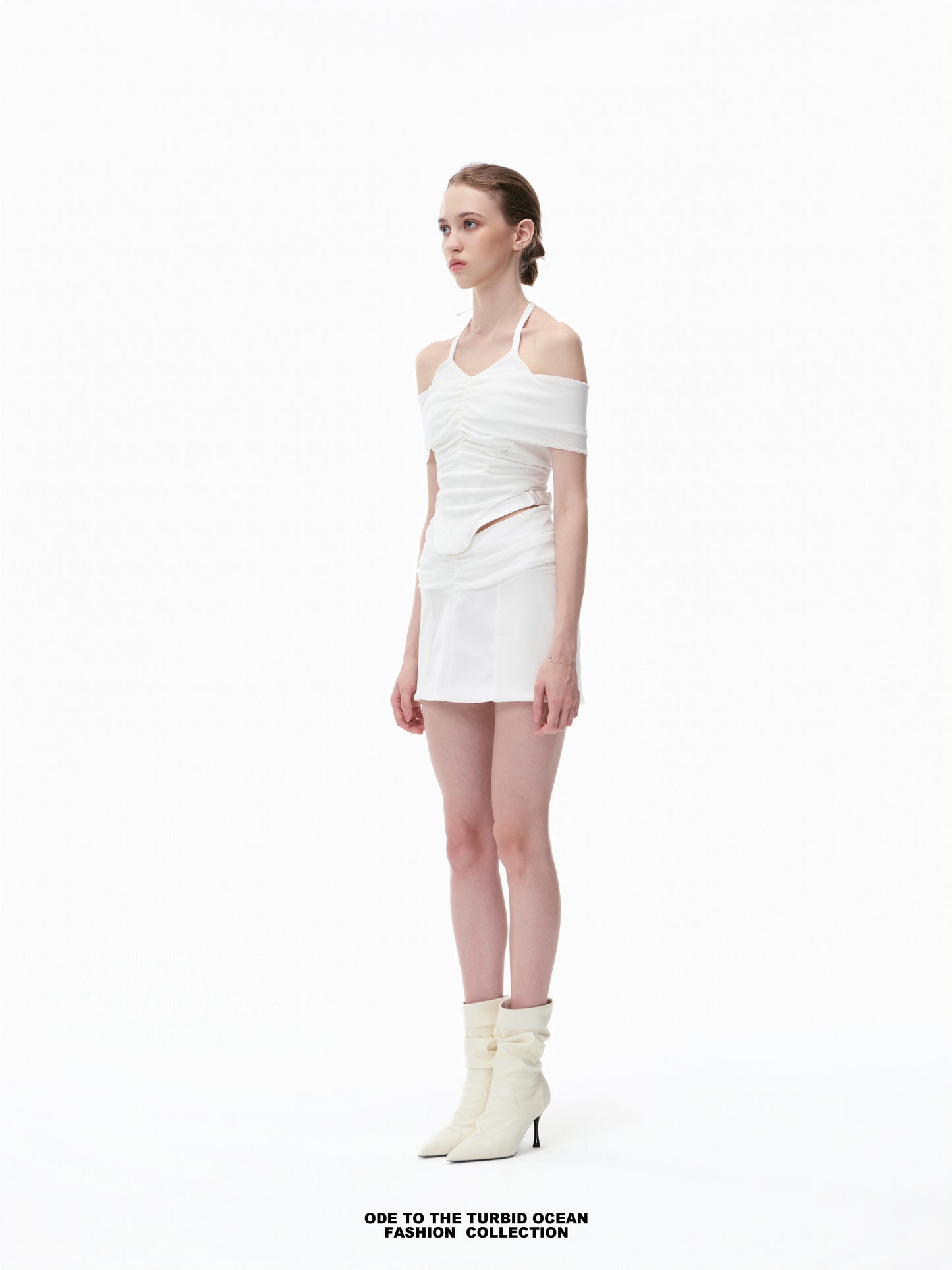 Luxury White Ruched Spliced Cami Summer Top
