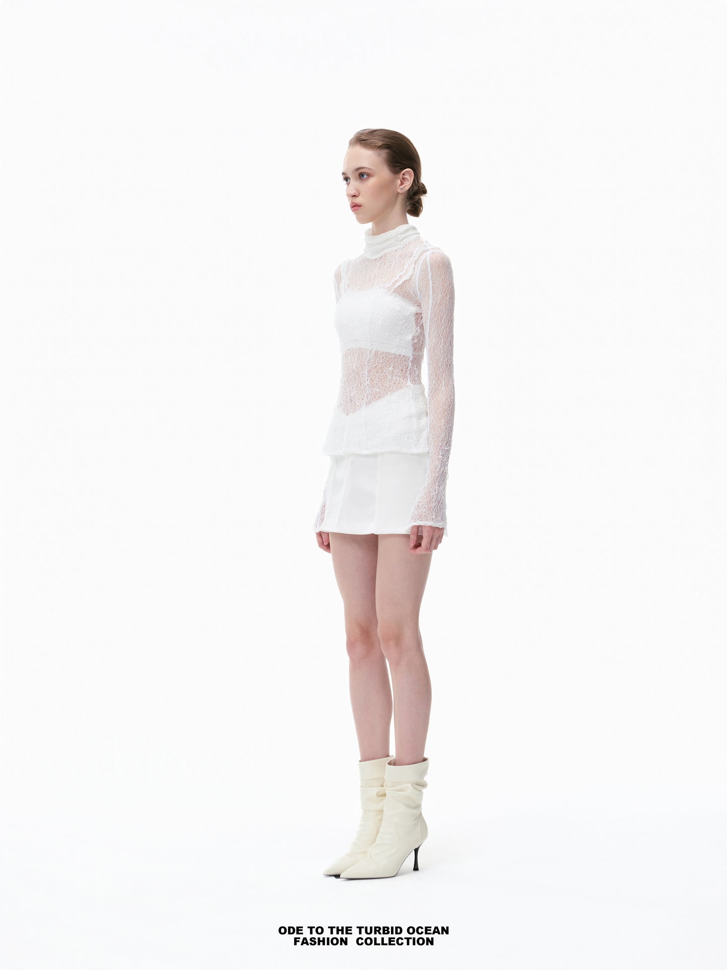 Luxury White Wool-Blend Pleated Skirt