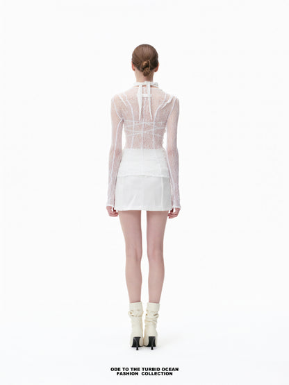 Luxury Nylon Hollow Out Lace Top