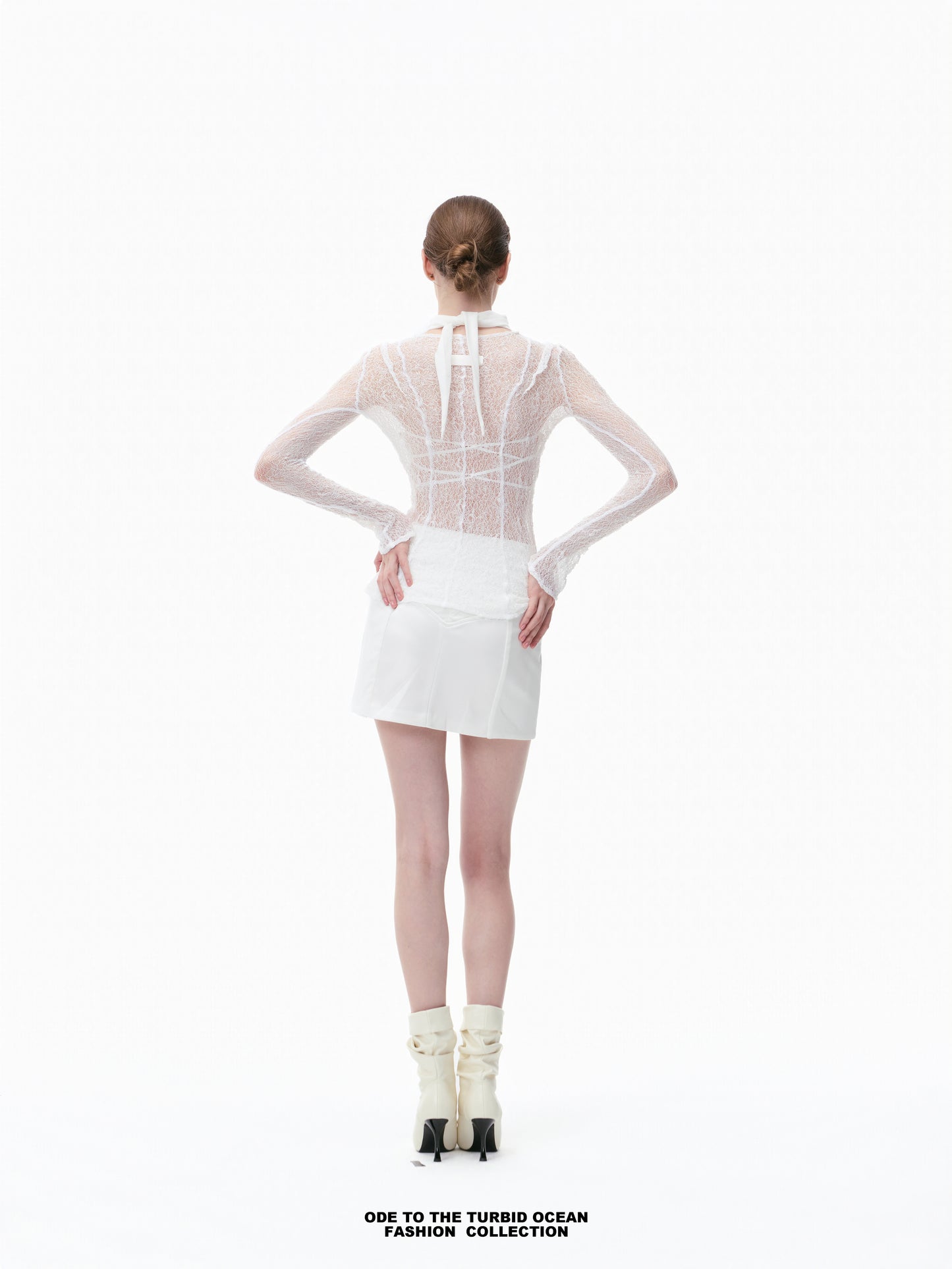 Luxury White Wool-Blend Pleated Skirt