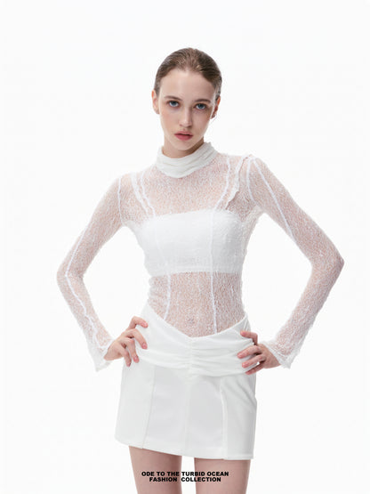 Luxury Nylon Hollow Out Lace Top