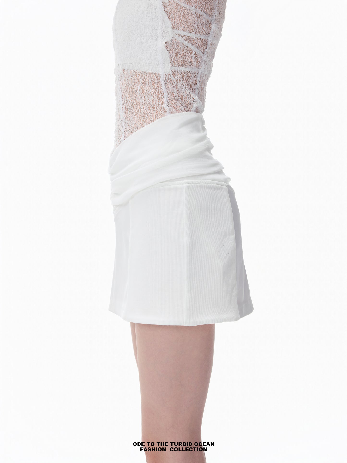 Luxury White Wool-Blend Pleated Skirt