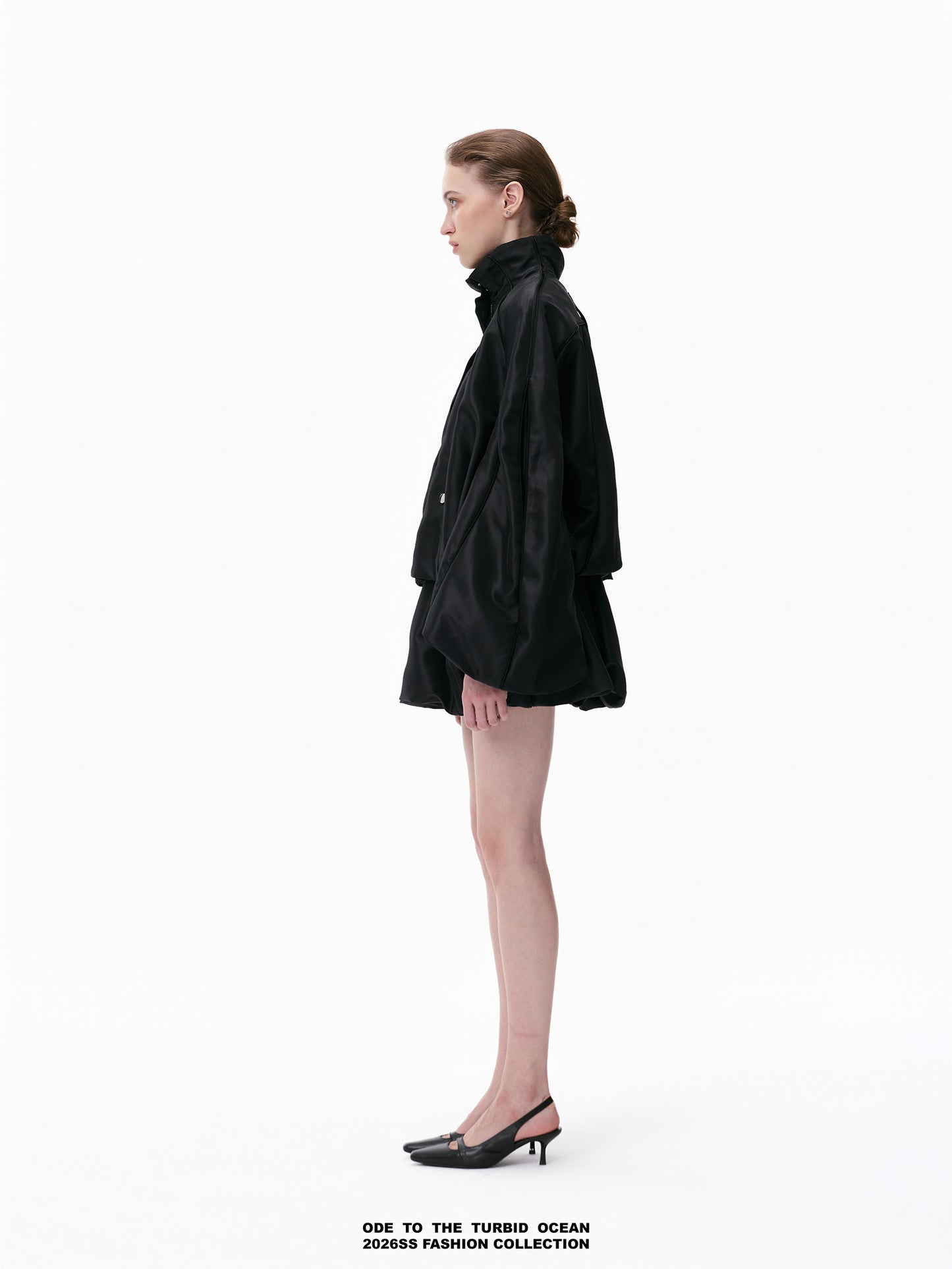 ODE TO THE TURBID OCEAN Structured Romantic Stand Collar Short Puff Jacket