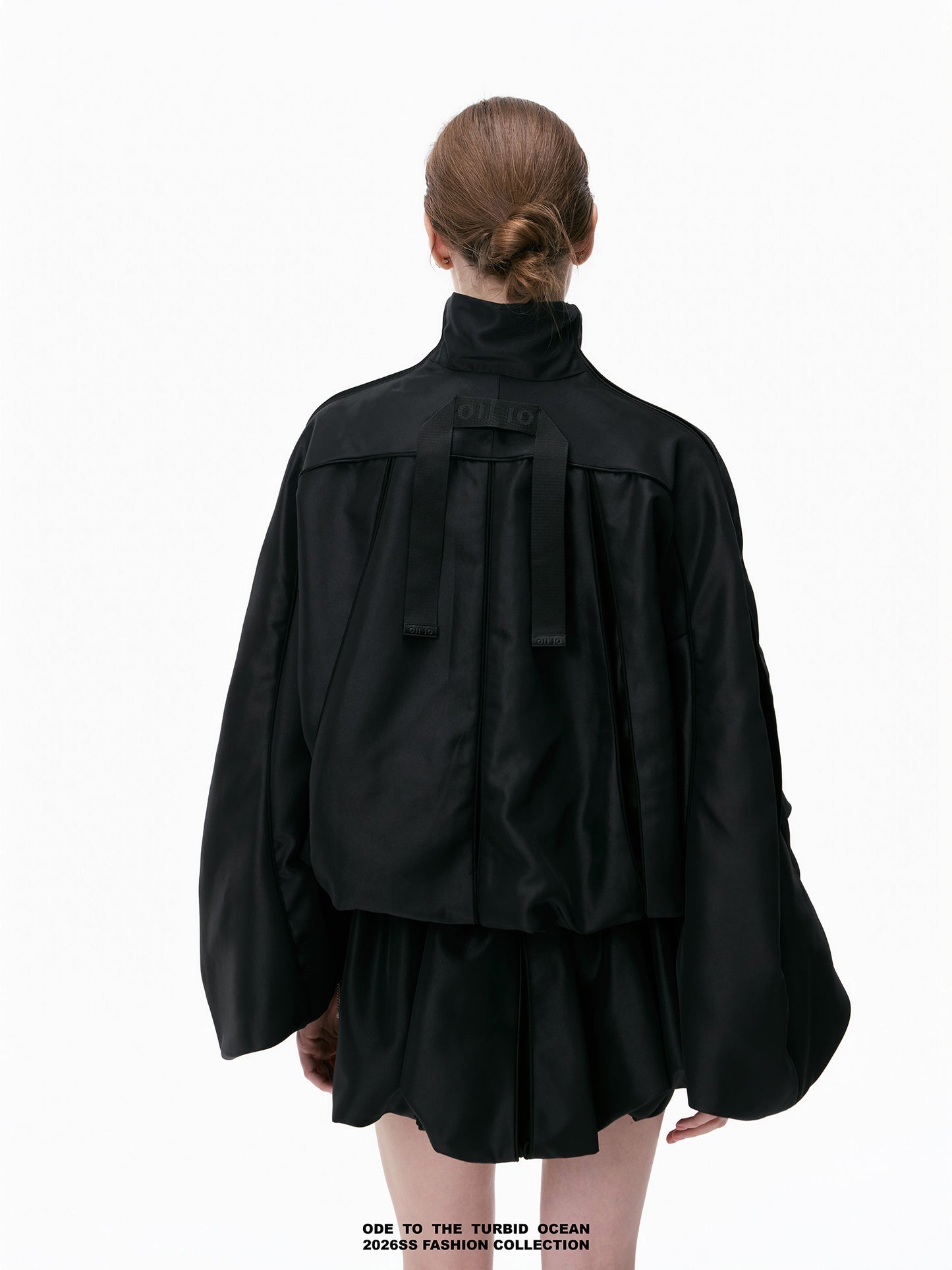 ODE TO THE TURBID OCEAN Acetate Satin Pleated Skirt, Combed Cotton Edge Loose Elastic Short Skirt