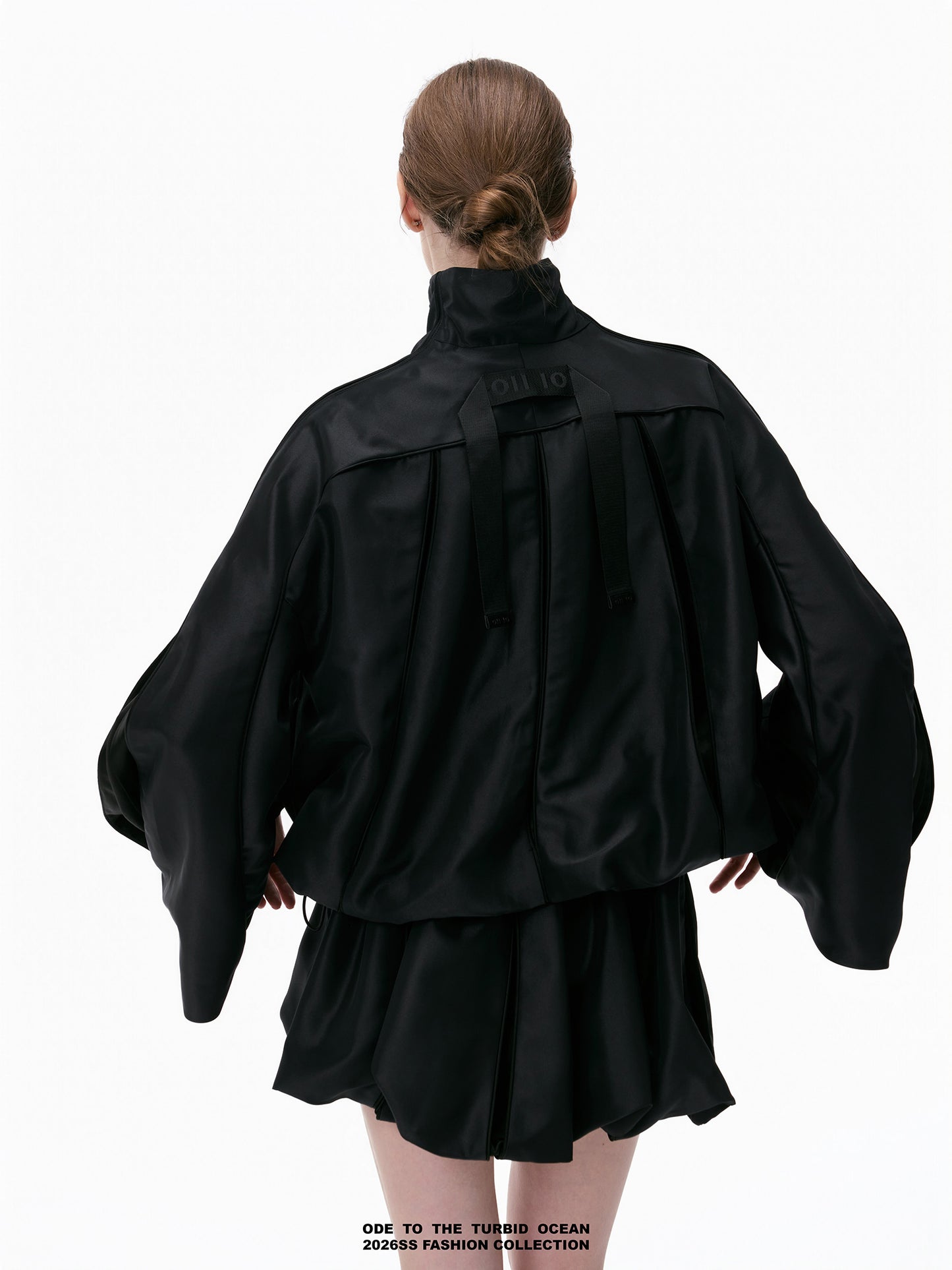 ODE TO THE TURBID OCEAN Acetate Satin Pleated Skirt, Combed Cotton Edge Loose Elastic Short Skirt