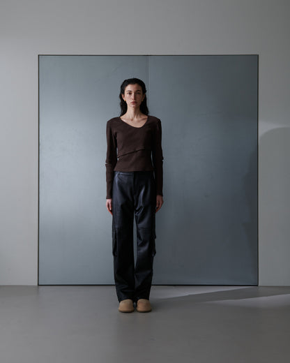 Faux leather cargo trouser - Black