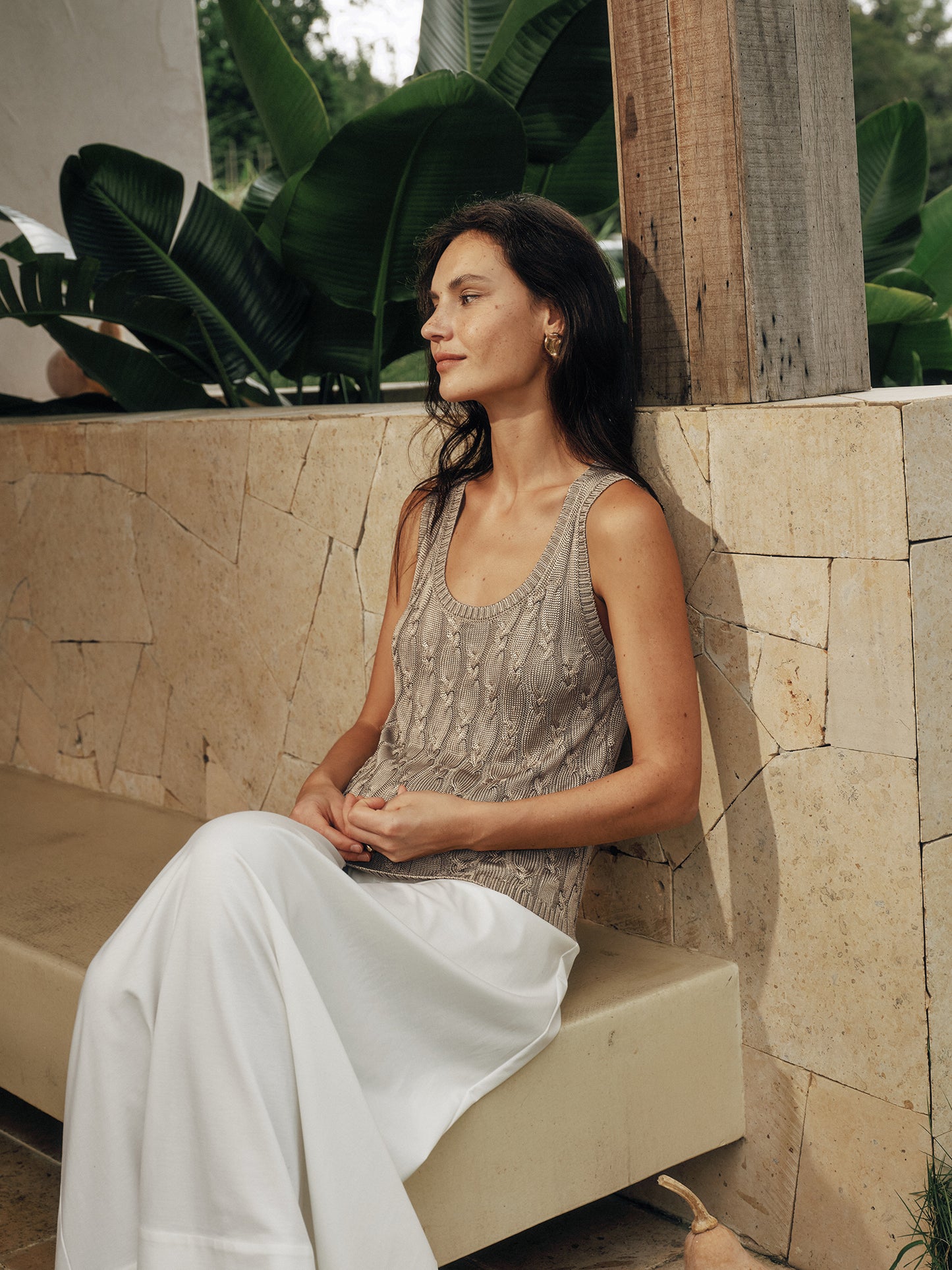Cooling Twisted Cable Knit Tank Top
