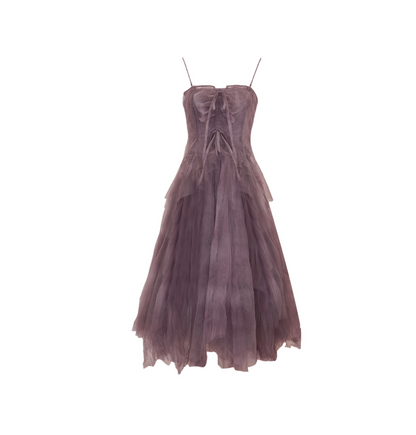 Patchwork Memory Tulle Strapless Dress Deep Chinese Gall Purple