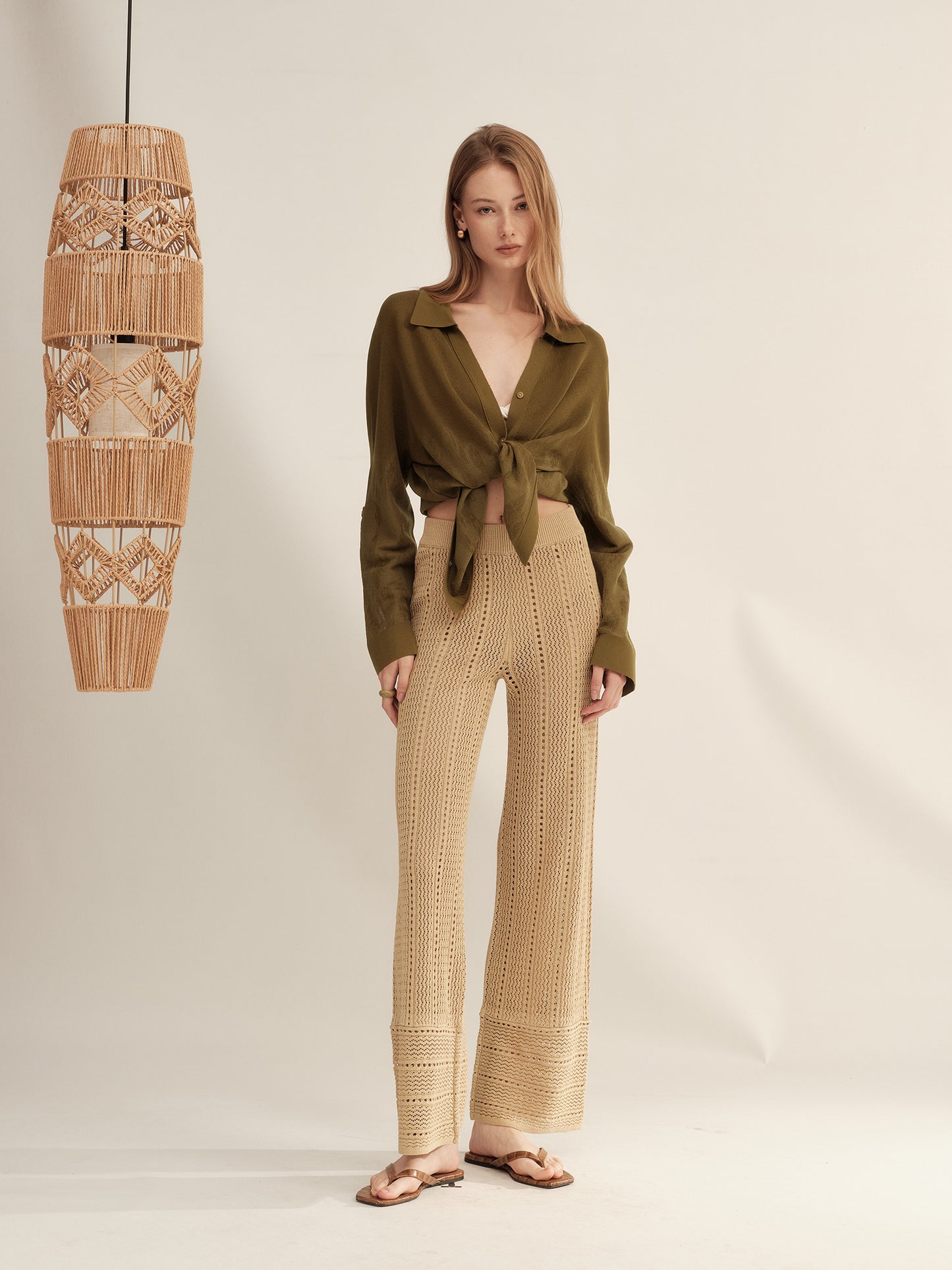 Paper Knit Wide-Leg Pants