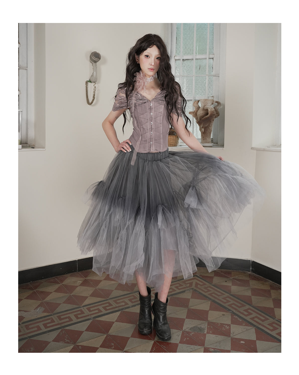 Dot Bow Tulle Skirt