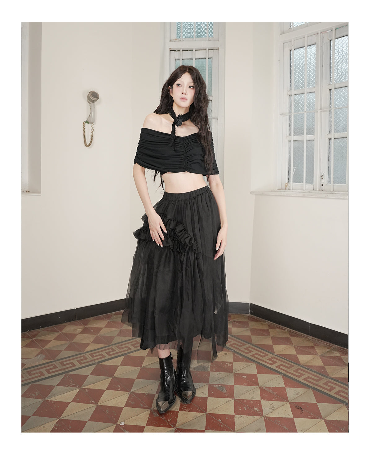 Wrapped Bandage Tube Top Black