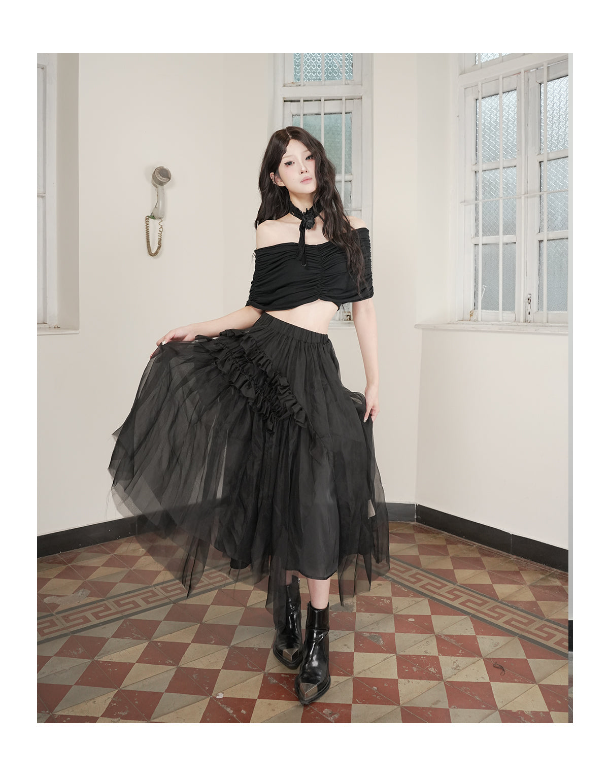 Wrapped Bandage Tube Top Black