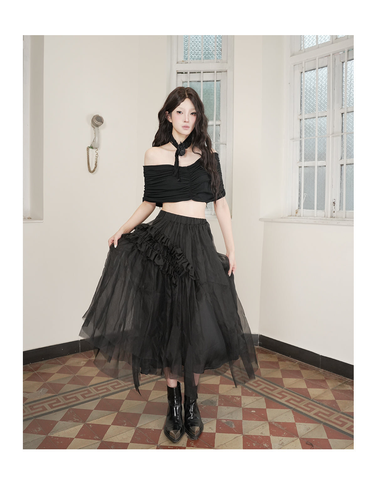 Wrapped Bandage Tube Top Black