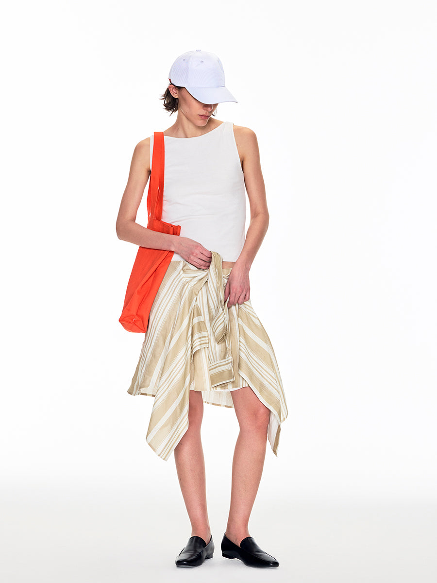 LINEN STRIPED WRAP SKIRT