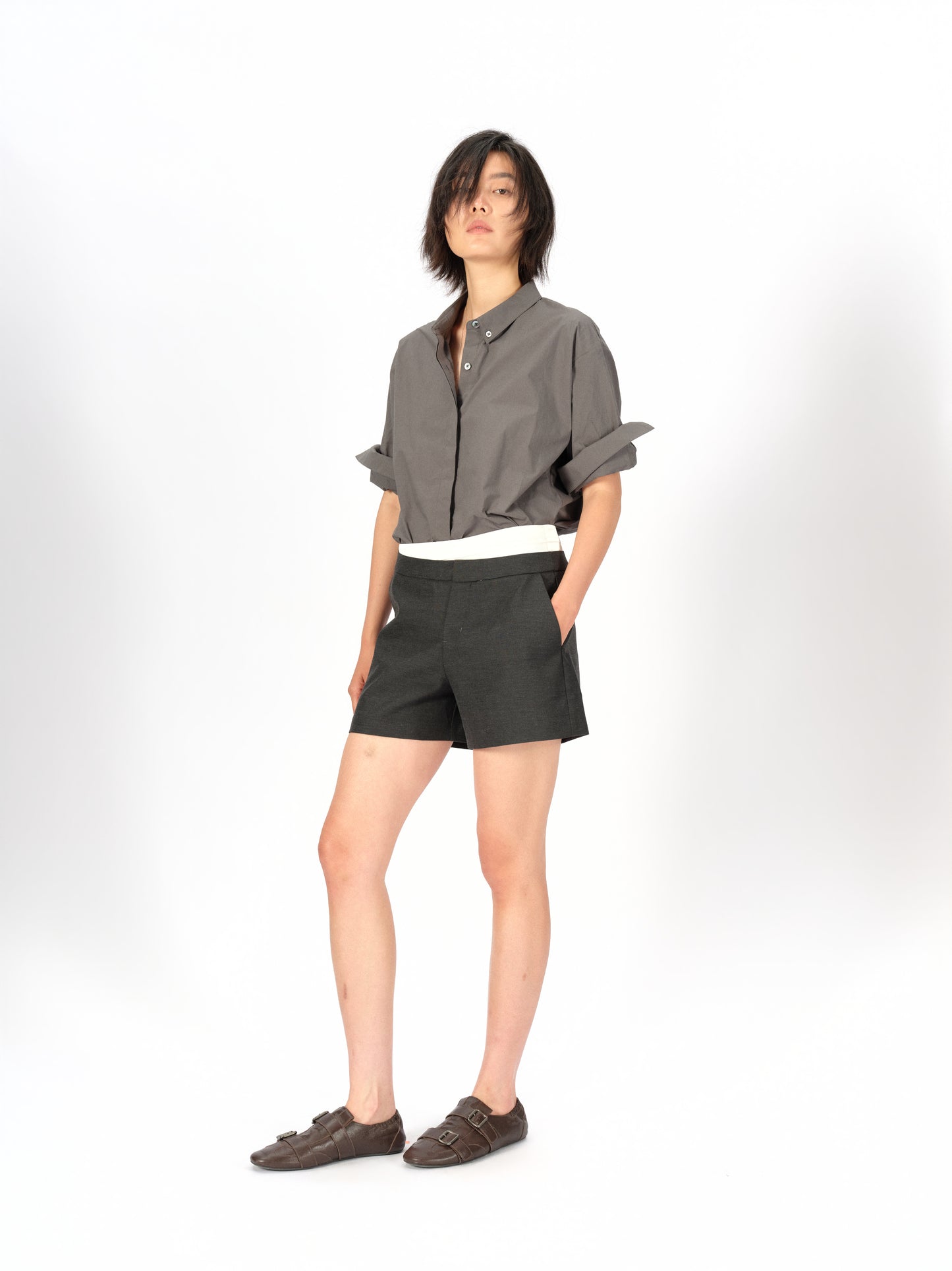 Asymmetric Curved Waist Shorts