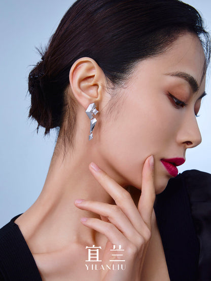 Modern Geometric Encounter Earrings | Crystal Series | 925 Sterling Silver