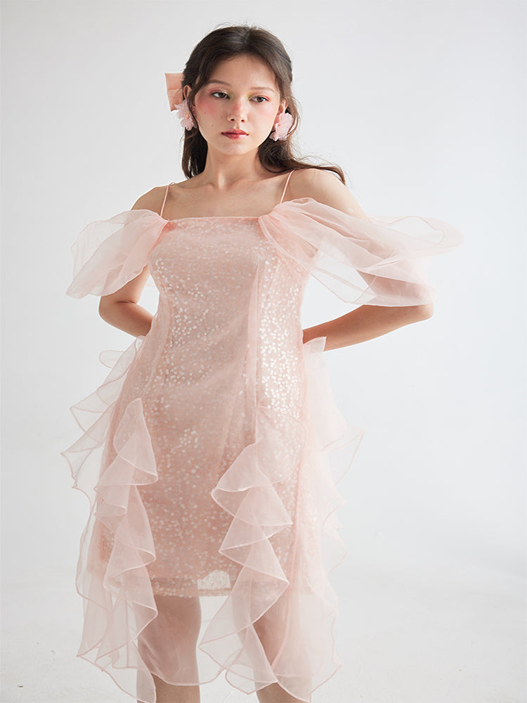 Blush Fantasy Ruffle Dress