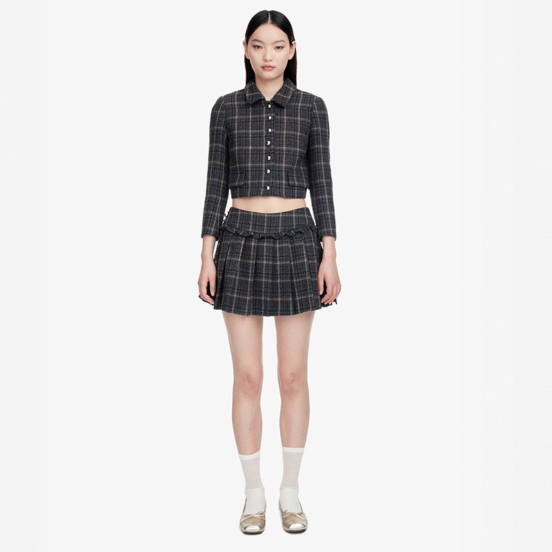 Retro Plaid Pleated Mini Skirt