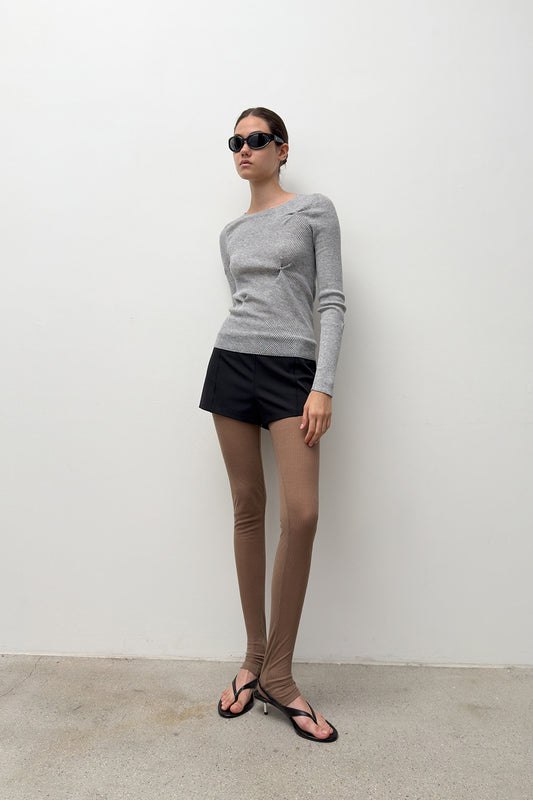 SLIM RIBBED SNAP KNIT