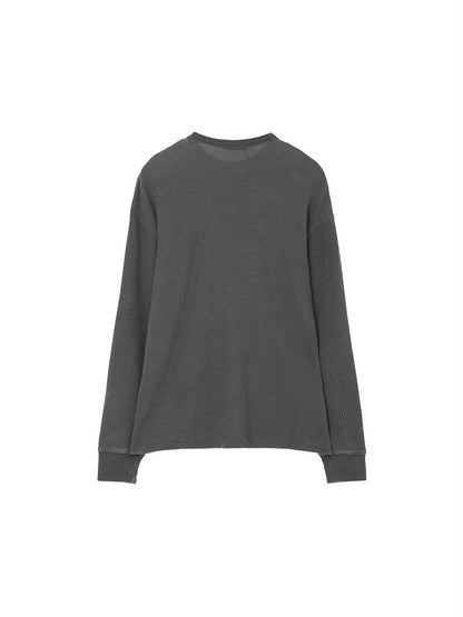 Kijun MEN｜Original Logo Waffle Long Sleeve Tee Charcoal