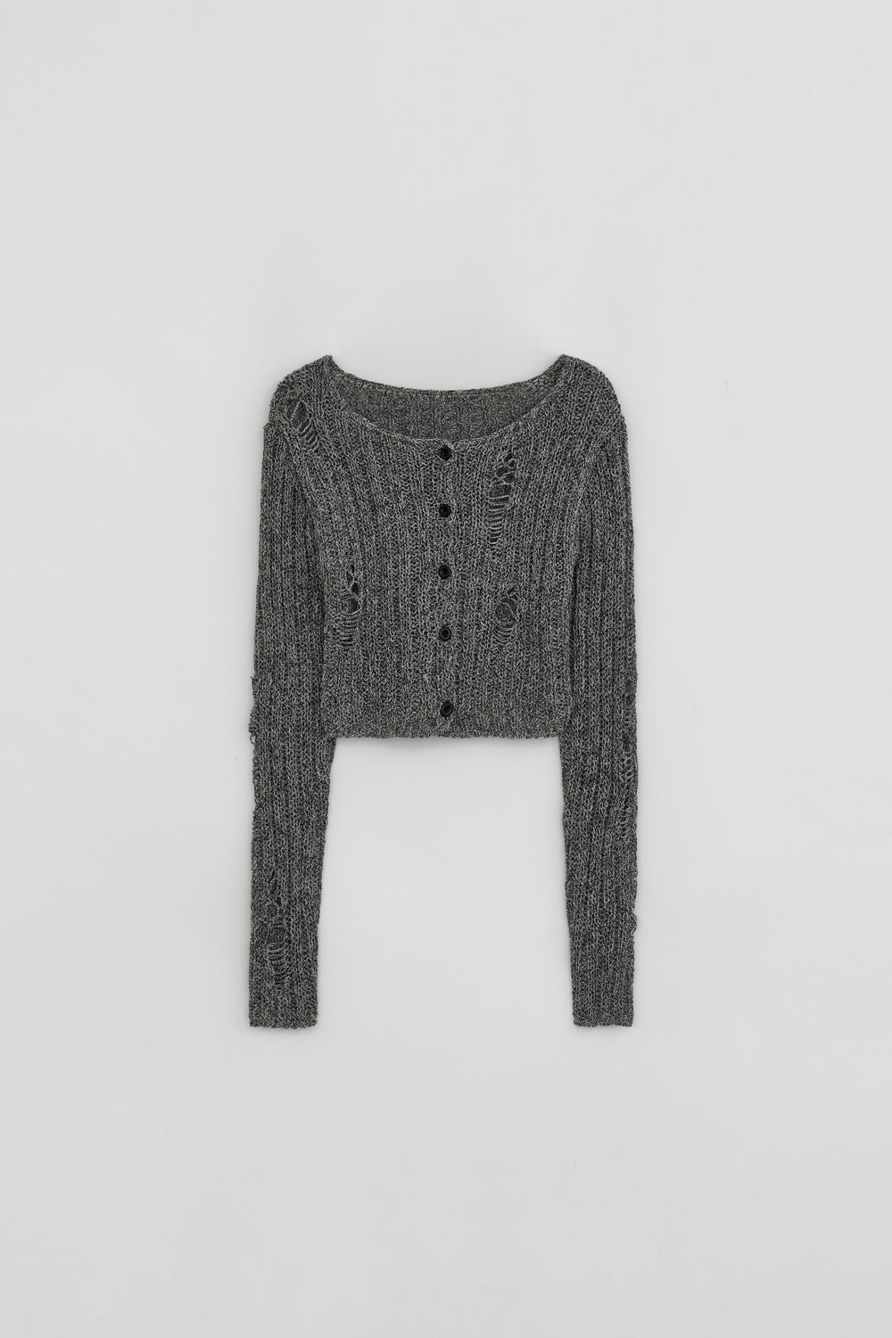 DAMAGE CROP CARDIGAN GREY