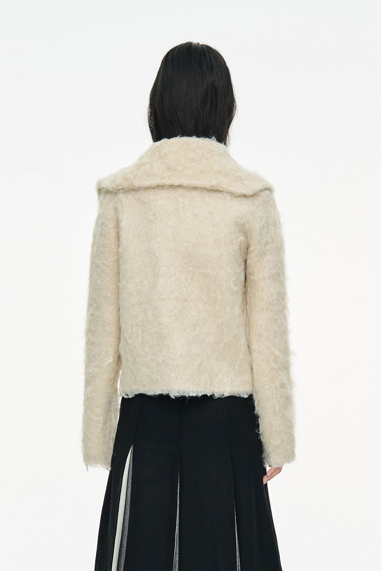 HAIRY COLLAR CARDIGAN / IVORY