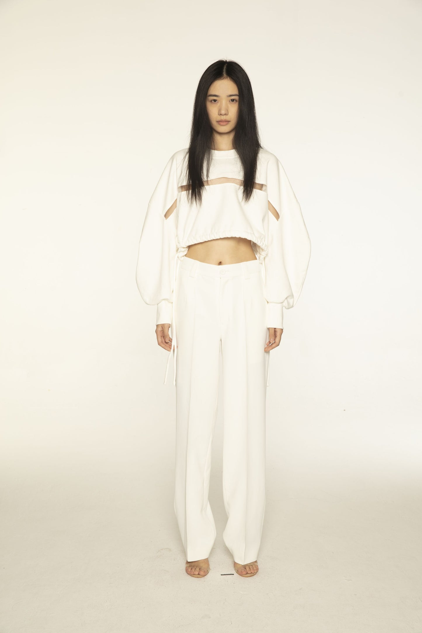 White Casual Suit Wide-Leg Pants-Pre-order