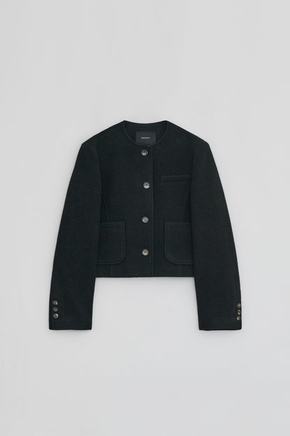 WOOLLY NO COLLAR JACKET BLACK