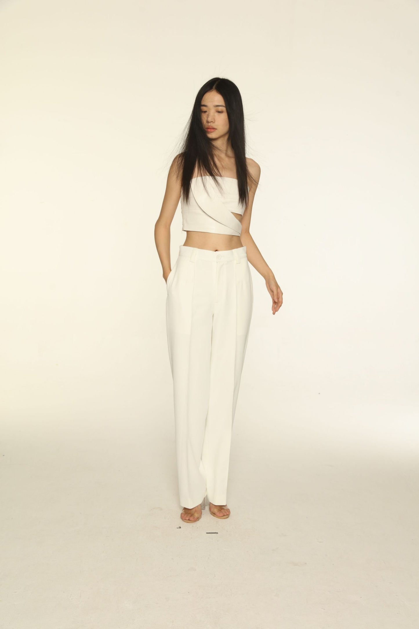 White Casual Suit Wide-Leg Pants-Pre-order