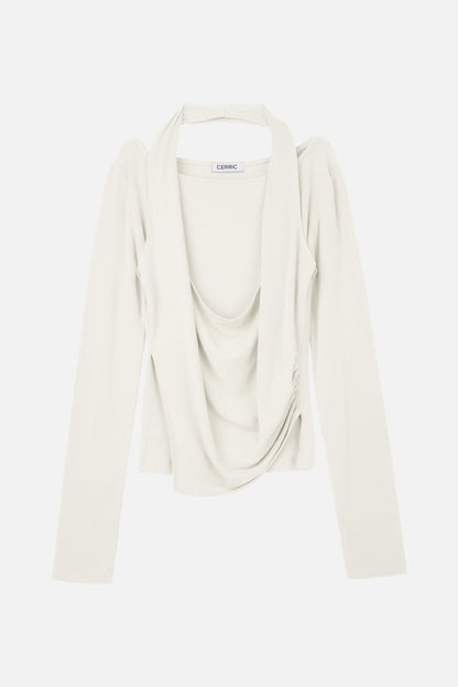 LAYERED HALTER TOP / IVORY