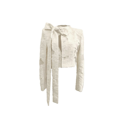 ROMAN SUIT WITH BOW SHORT JACKET-white