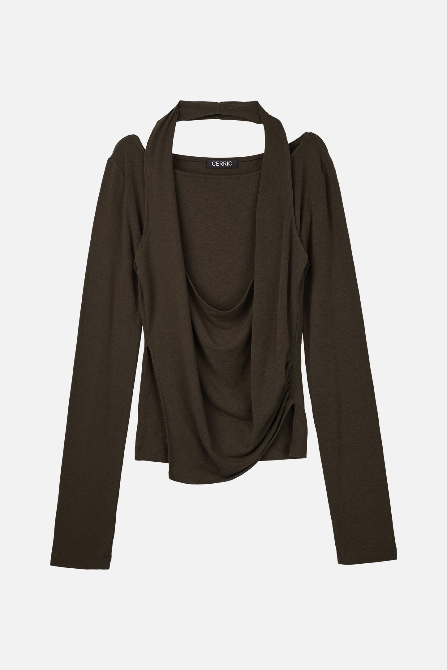 LAYERED HALTER TOP / BROWN