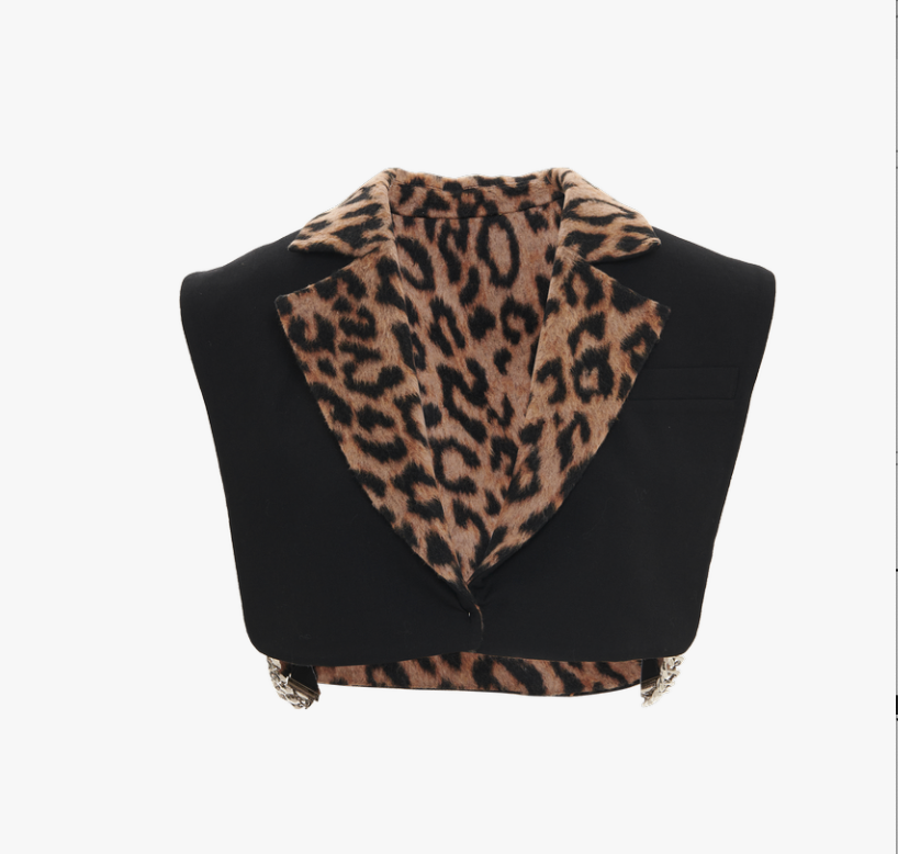 Leopard Print Wool Shawl Jacket