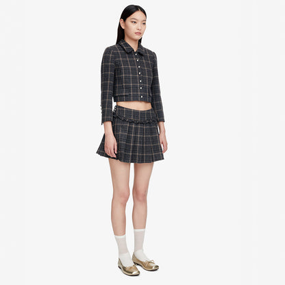 Retro Plaid Pleated Mini Skirt