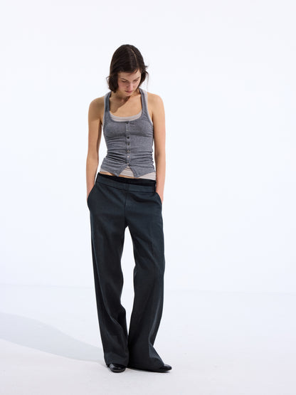 Asymmetric Curved Waist Trousers