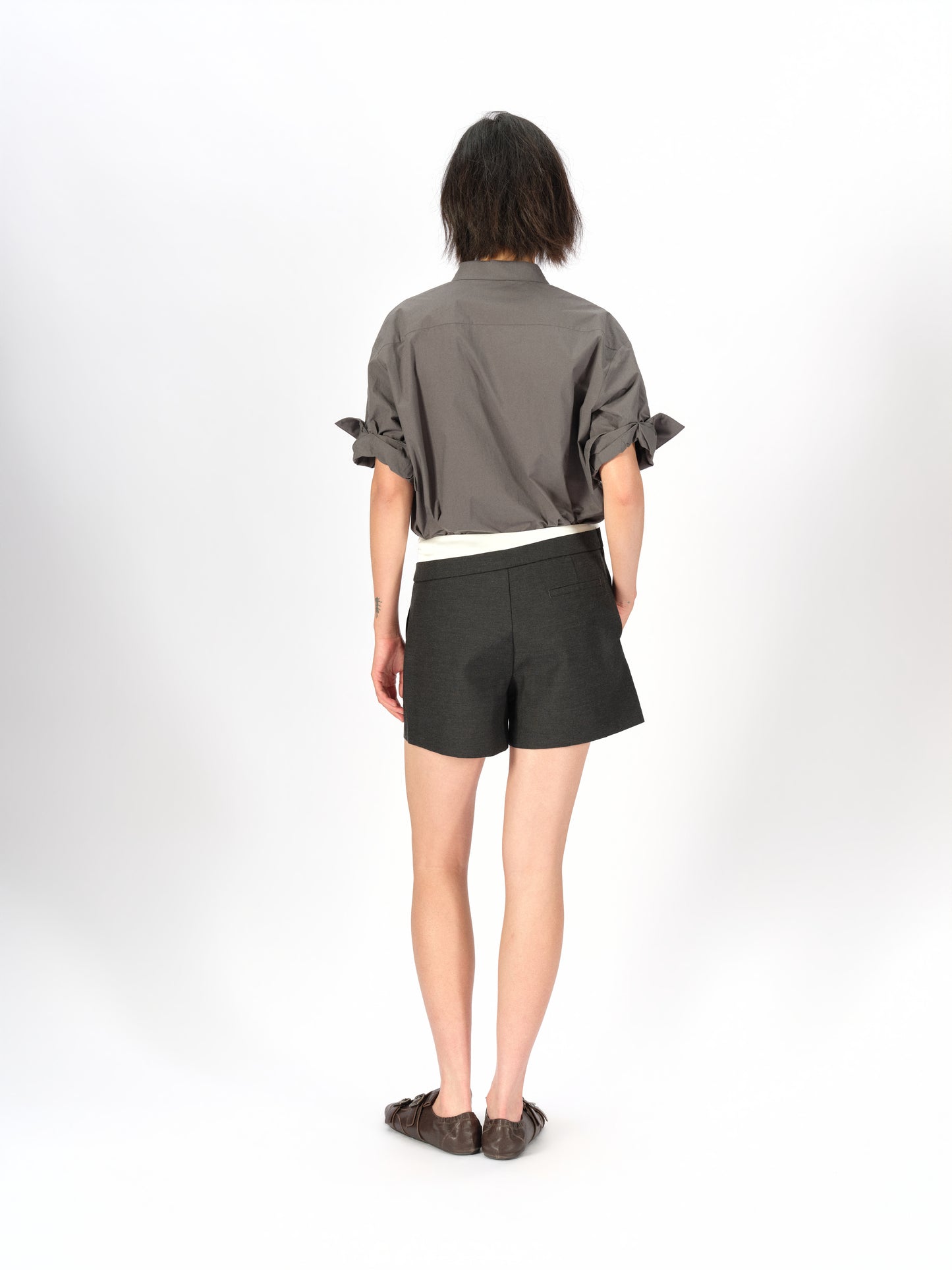 Asymmetric Curved Waist Shorts