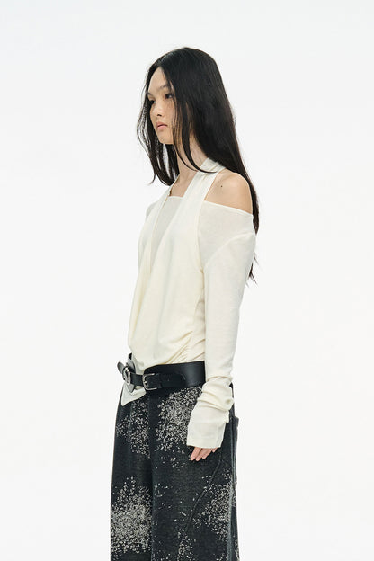 LAYERED HALTER TOP / IVORY