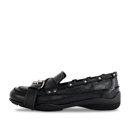 Belted Stud Loafer_Polished Black