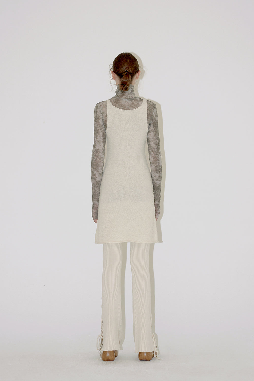 TERRY V NECK DRESS Ivory