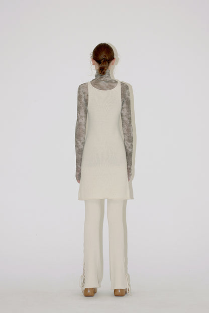 TERRY V NECK DRESS Ivory