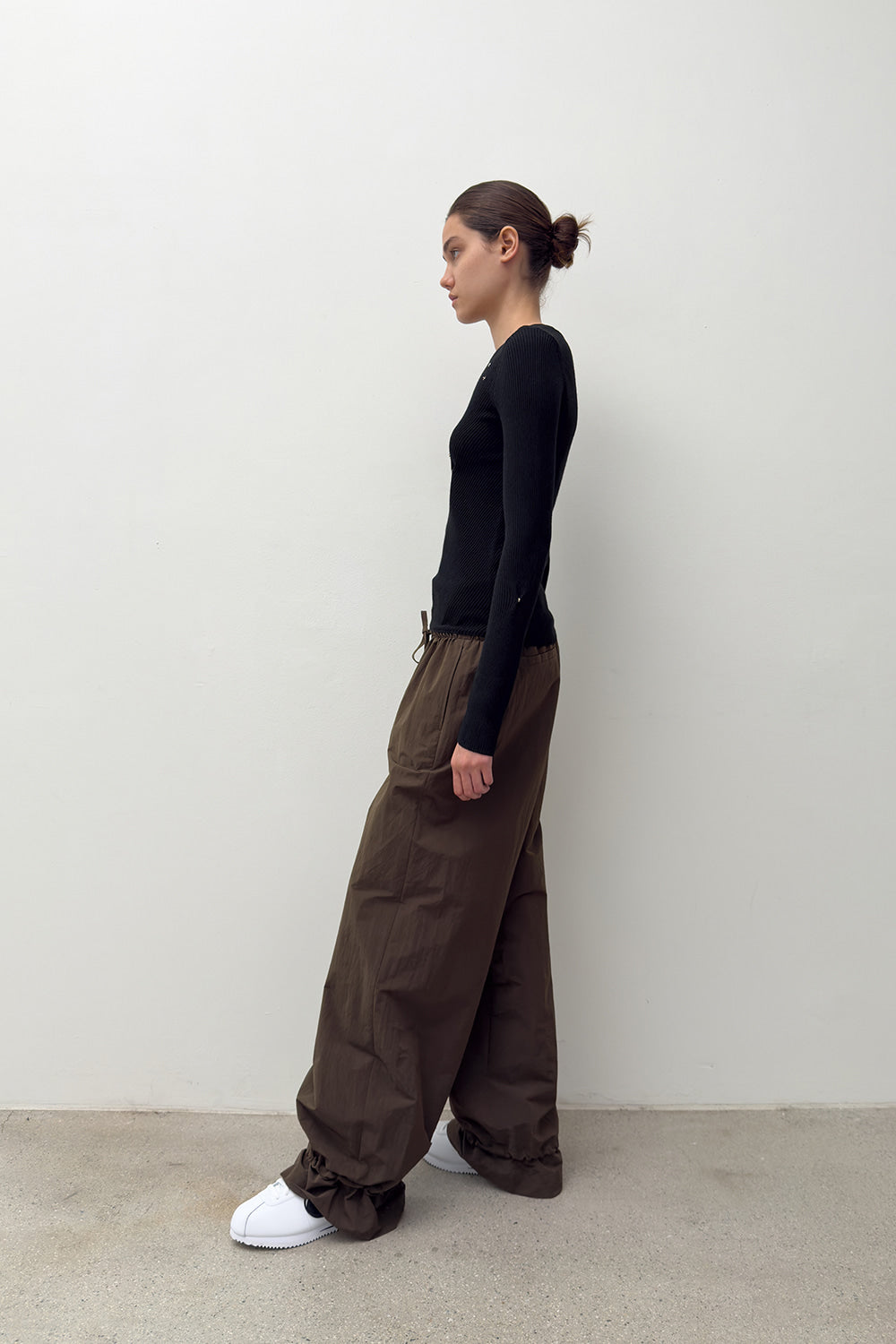 SLIM RIBBED SNAP KNIT BLACK